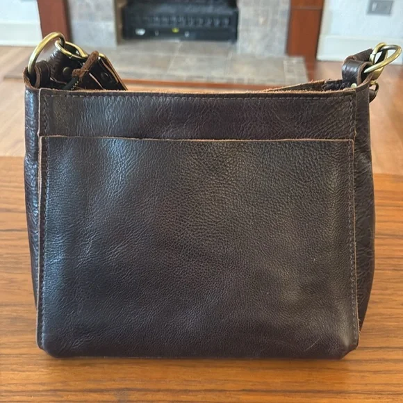 Portland Leather Goods Triangle Bag with matching crossbody strap, Cold Brew EUC - Picture 3 of 9